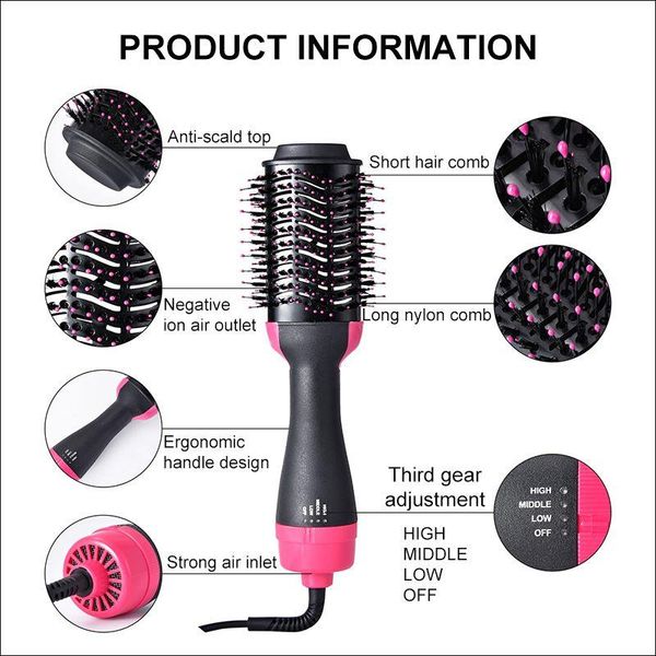 

electric hair brushes 3 in 1 multifunctional dryer brush one step air comb curler straight curling iron styler