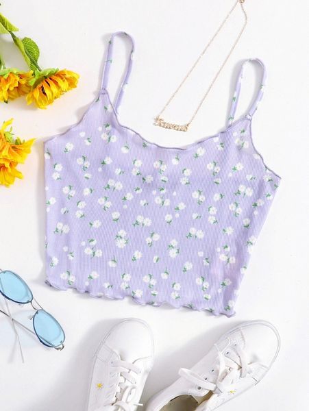 

lettuce edge daisy floral cami d5qg#, White