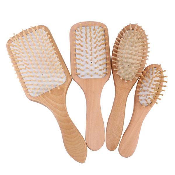 

hair brushes 4pcs natural wood brush comb for salon home, Silver