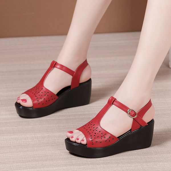 

sandals sandlias da me vero novo fundo macio oco calcanhar mdio cunhas de salto, Black
