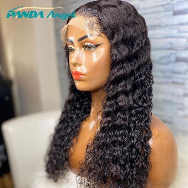 

inch remy brazilian human hair 13x4 deep wave lace front wigs pre plucked natural closure wig for black women1, Black;brown