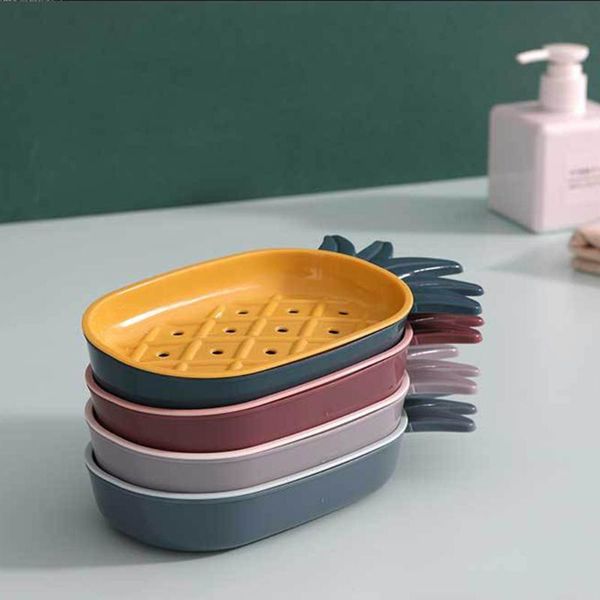 

soap dishes creative holder pineapple shaped box household plastic cute bathroom double drain