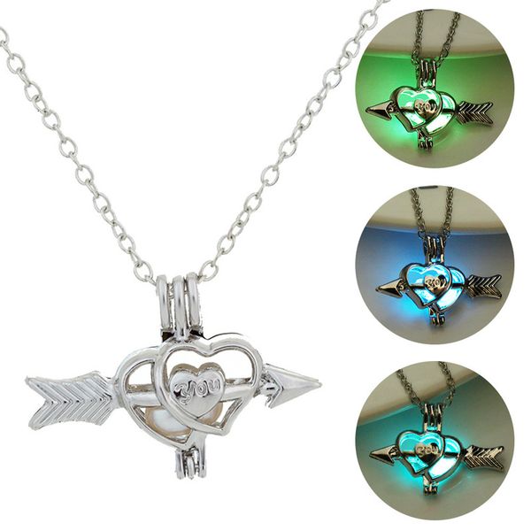

valentine's versatile accessories day love cupid's arrow luminous necklace, Silver