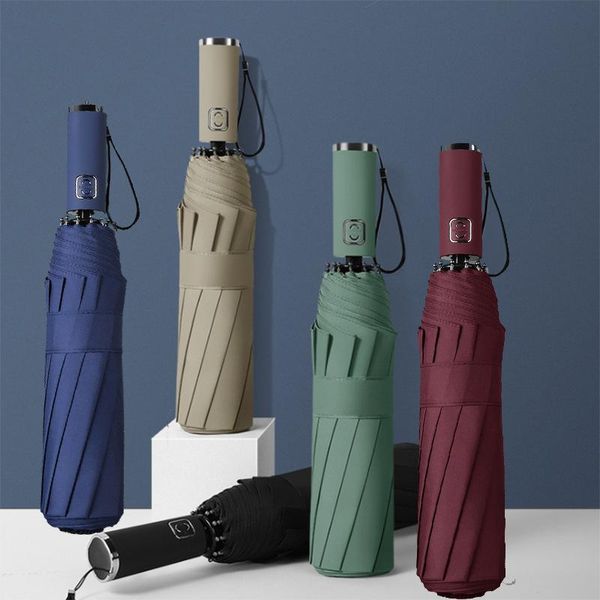 

umbrellas waterproof ten bone full automatic umbrella rain men 3 folding light and durable super strong women gift parasol