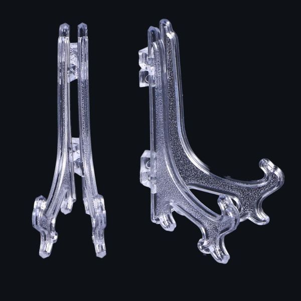 

hooks & rails 12pcs foldable display easel stand plate dish bowl picture po frame pedestal holder (transparent)