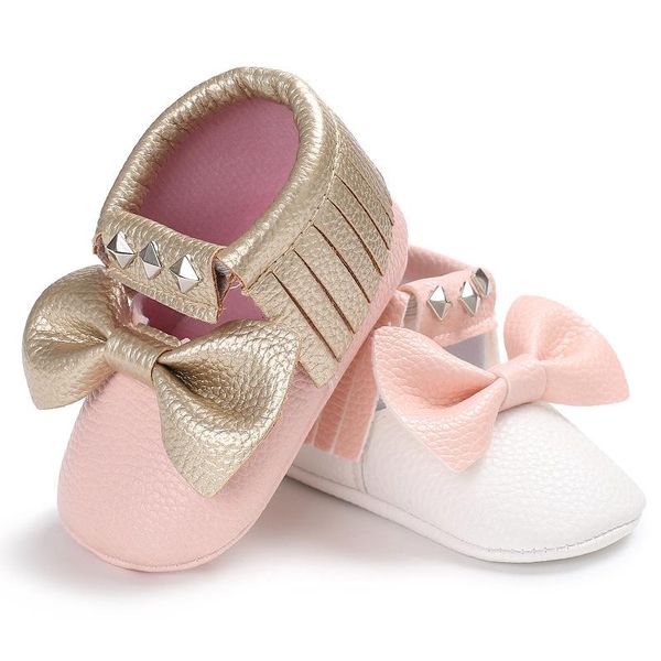 

first walkers autumn infant baby boy soft sole pu leather crib bow shoes 0-18 months moccasins