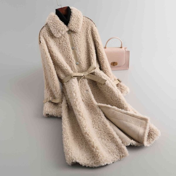 

jackets ladies lamb wool sheep shearing female anti-season mid-length granular fleece and all-in-one fur coat, Black;brown