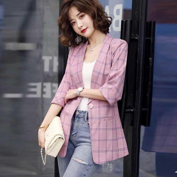 

women's suits & blazers casaco feminino ladies suit jacket large size 3xl blazer vintage plaid early spring autumn fashion coat female, White;black