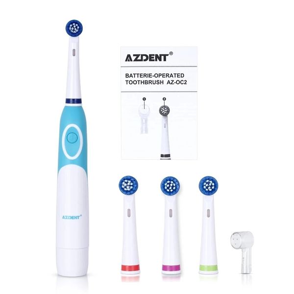 

rotating electric toothbrush battery power with 4 brush heads oral hygiene care no rechargeable tooth brush oral cleaning