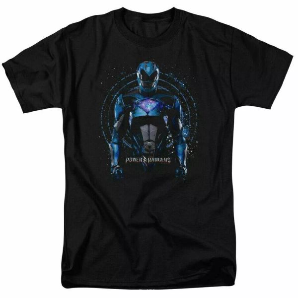 

power rangers movie blue ranger t shirt mens licensed movie tee black, White;black