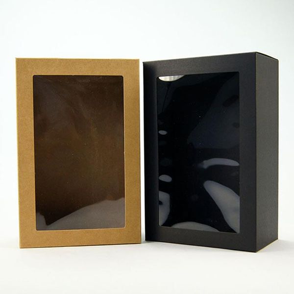 

gift wrap 10pcs 15x8.5x23cm brown kraft paper box with window packaging carton paperboard
