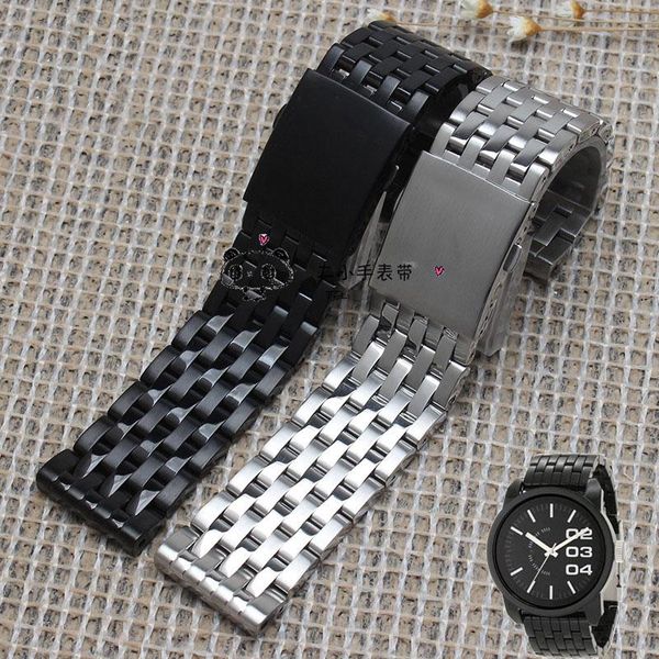 

watch bands stainless steel watchband for dz4316 dz7395 dz7305 dz4477 dz4500 dz4506 dz7420 straps 24mm 26mm 28mm 30mm bracelet, Black;brown