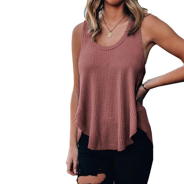 

women's t-shirt 2021 summer solid color loose vest sleeveless retro easy matching, White