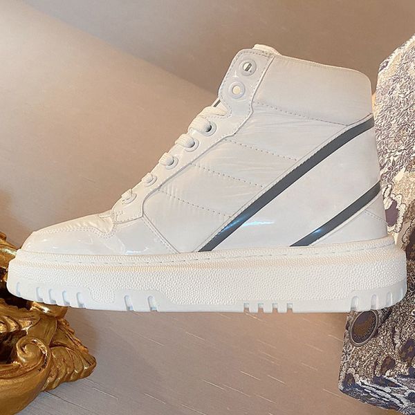 

womens designer high casual shoes fall winter fashion snow down quilted nylon multicolor size 35-41, Black