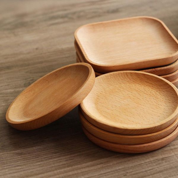 

dishes & plates 12 round beach wooden plate dish japanese style holding tray kitchen supplies for dessert jewelry nuts