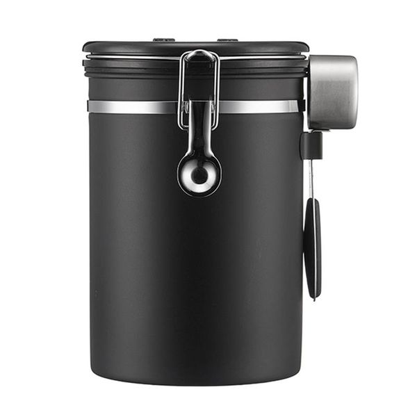 

sealed coffee canister airtight storage container stainless steel kitchen tank with co2 valve date tracker bottles & jars