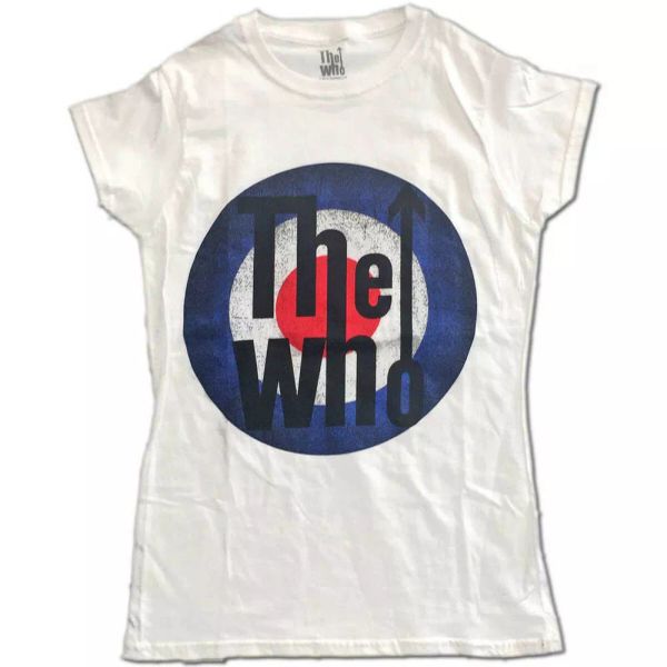 

ladies the who white target logo licensed women ladies t-shirt, White;black