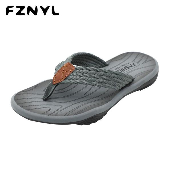 

slippers fznyl 2021 arrival men flip flops sandals breathable summer non-slip rubber fashion outdoor casual shoes size 40-44, Black