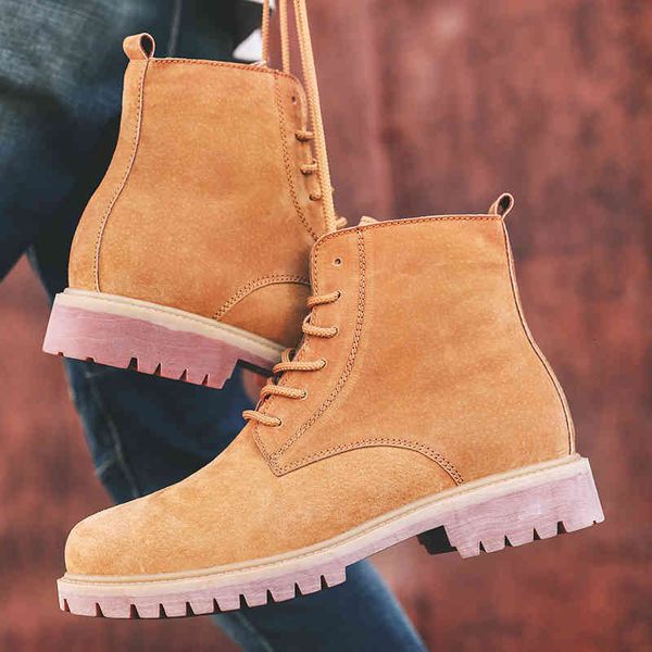 

dress shoes new vintage mens boots leather suede men casual ankle antiskid lace-up outdoor motorcycle fashion 7dkx, Black