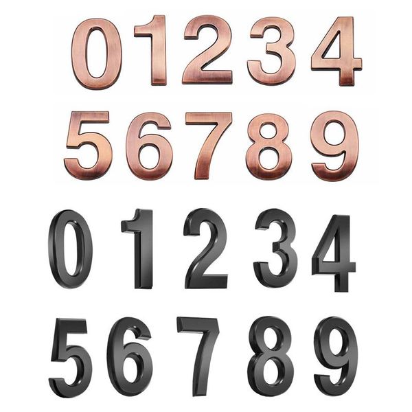 

novelty items 0-9 self adhesive 3d number stickers bronze plate sign for house apartment cabinet table mailbox outdoor door numbers