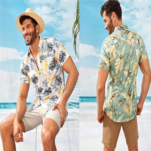 

men's fashion shirts summer lapel casual print cardigan sleeve, White;black