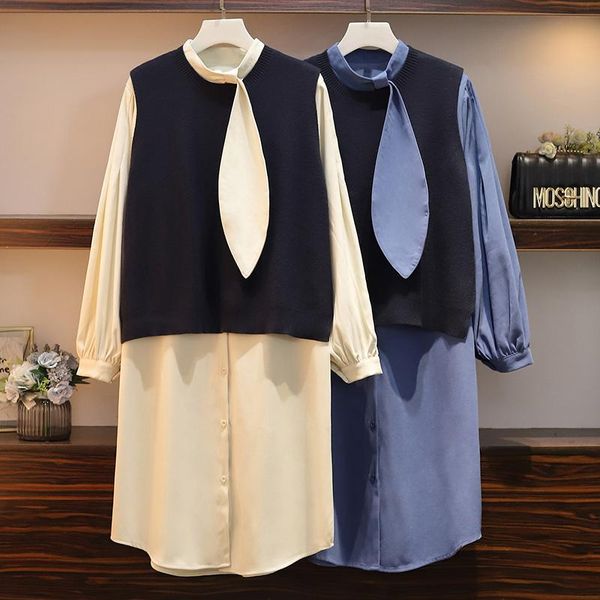 

casual dresses autumn 2009 korean edition big size fat mm gain fashion shirt and wool suit, Black;gray