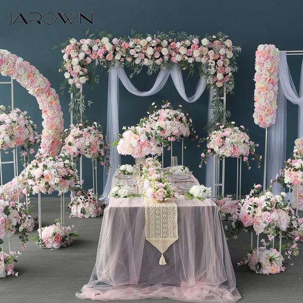 

decorative flowers & wreaths jarown pink romantic wedding decoration flower row ball centerpiece table home party banquet artificial