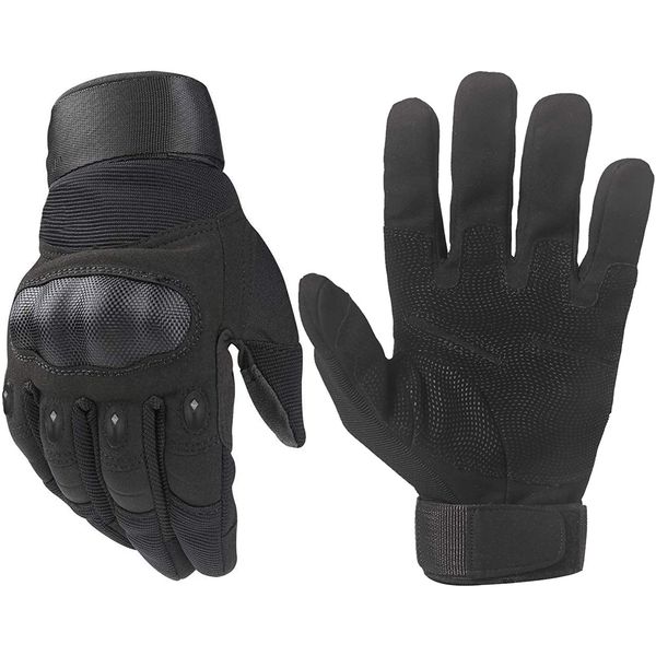 

tactical army military gloves rubber hard knuckle outdoor full finger touch screen glove for men fit for cycling motorcycle hunting shooting, Black