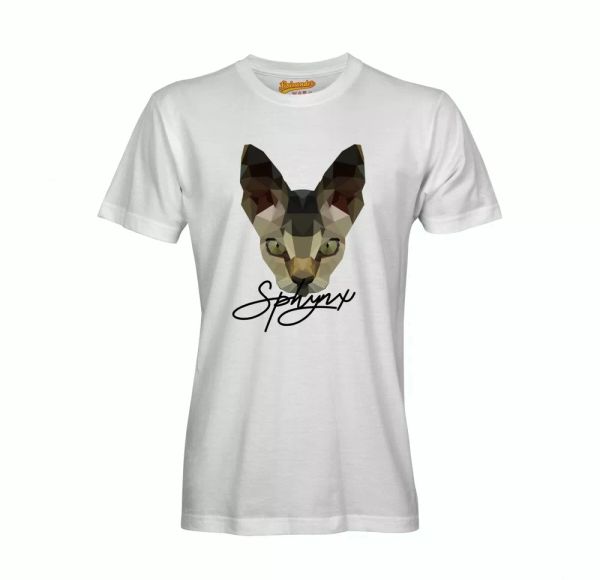 

sphynx velvet t-shirt polygon cat by siviwonder, White;black