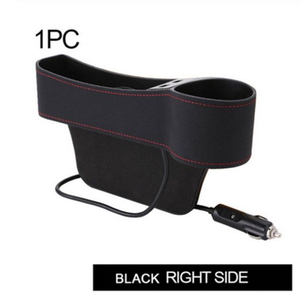

car organizer seat slit storage box w/2usb port black phone cup holder
