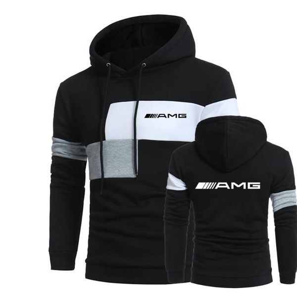 

men's hoodies & sweatshirts 2021 amg brand fashion hoodie spring autumn hooded long sleeve casual men delicate print patchwork, Black
