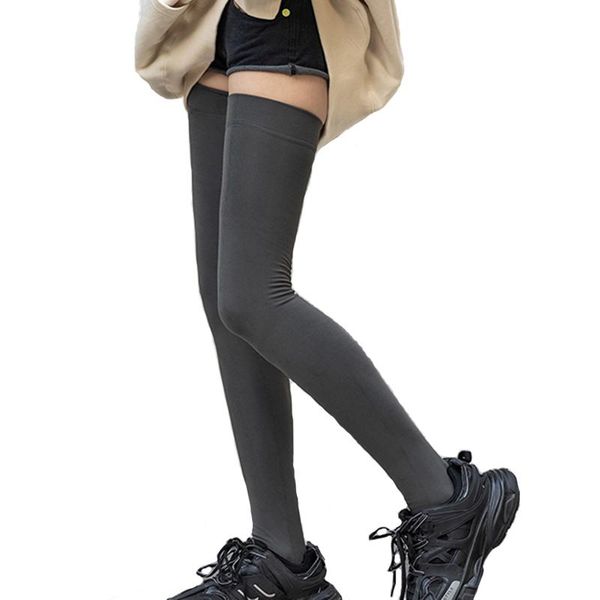 

spring femme thigh high socks stretchy tights keep warm over knee stockings womens black gray color leisure long sports