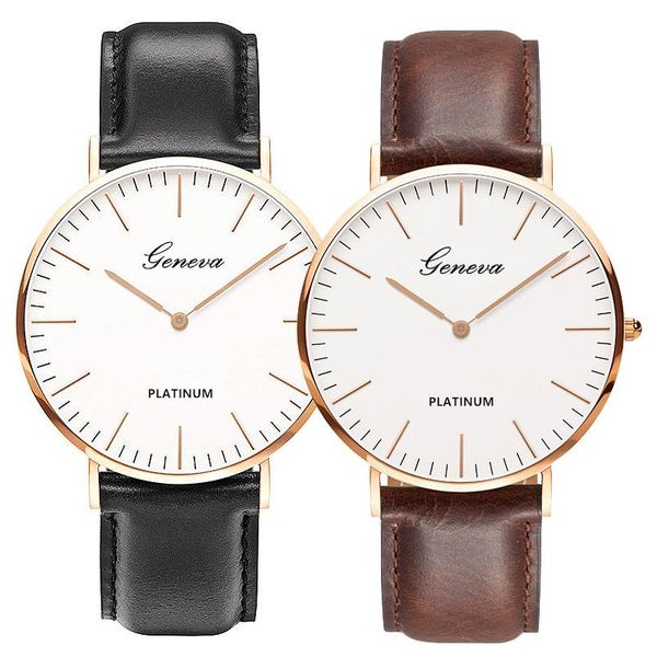 

wristwatches geneva watches for men and women couple watch bracelet ladies valentine's day gift student exam clock, Slivery;brown