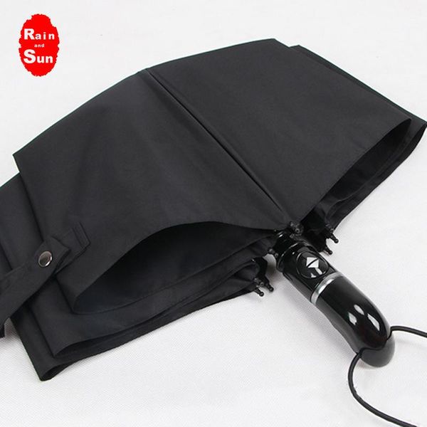 

umbrellas rainandsun arrival fully automatic three-folding umbrella business style strong windproof fiberglass ribs for women men