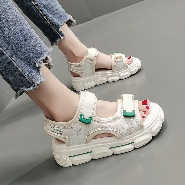 

sandals female 2021 fashion sponge thick bottom roman shoes web celebrity joker han edition, Black