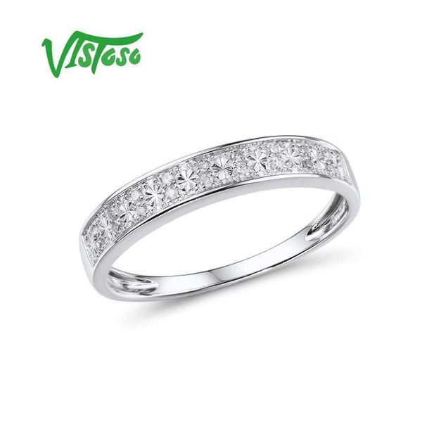 

vistoso gold rings for women genuine 9k 375 white gold ring sparkling diamond promise band rings anniversary fine jewelry, Golden;silver