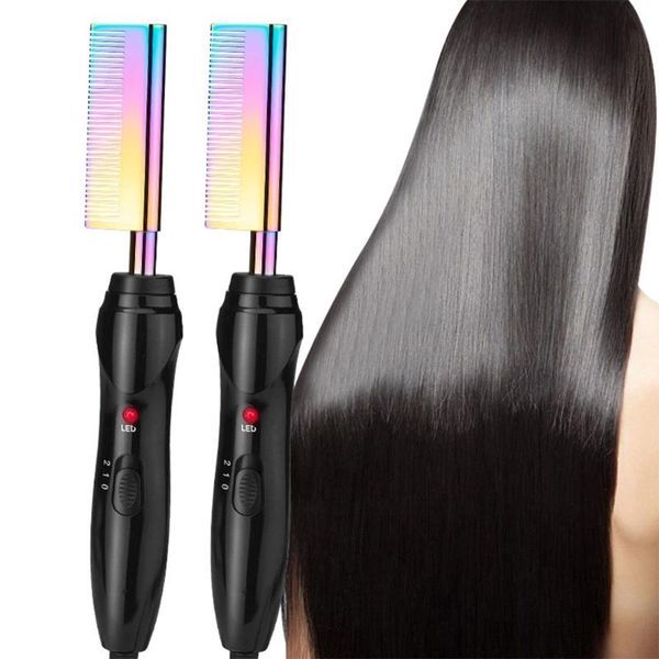 

comb hair straightener, electric heating comb, portable travel anti-scald beard straightener press ceramic brushes