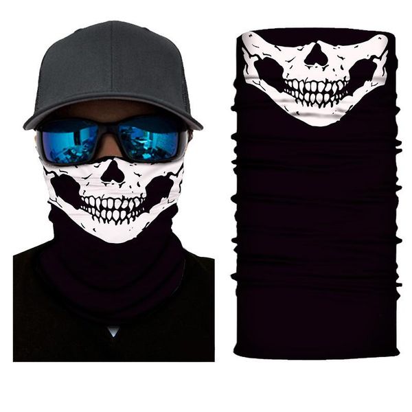 

exotic skull printed men's bandana polyester scarves headwear outdoor sport camping hiking fishing skiing running cycling scarf caps, Black