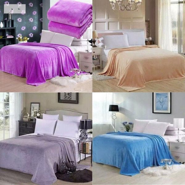 

super warm solid plush fleece blanket throw rug sofa bedding sheet sheets & sets