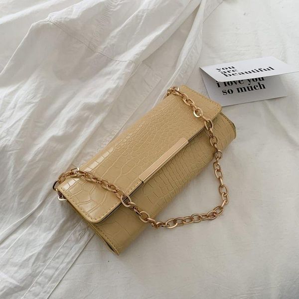 

girl 2021 chain sloping bag crocodile pattern one-shoulder small square