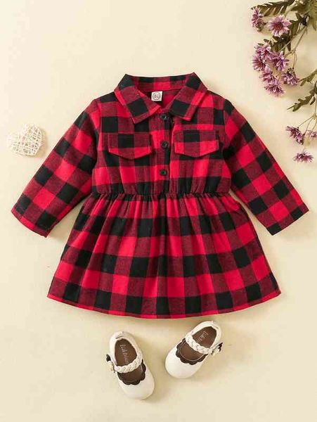 

baby buffalo plaid shirt dress she, Red;yellow