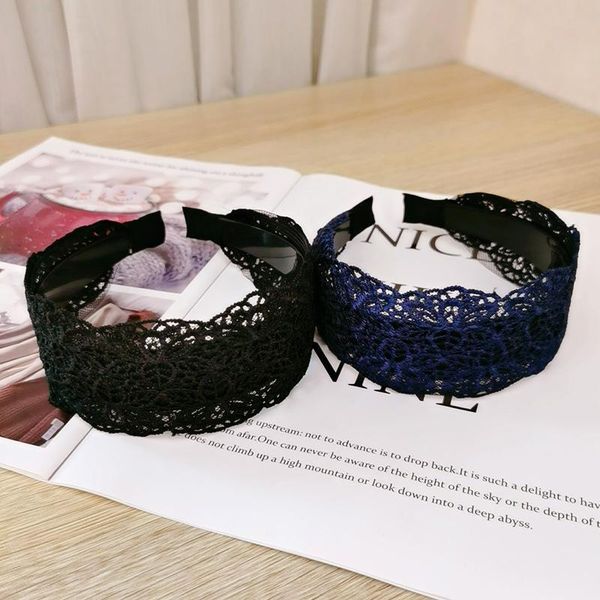 

hair clips & barrettes lace flowers headband wide women hoop head bands toothed non-slip elastic hairband bezel accessories headdress, Golden;silver