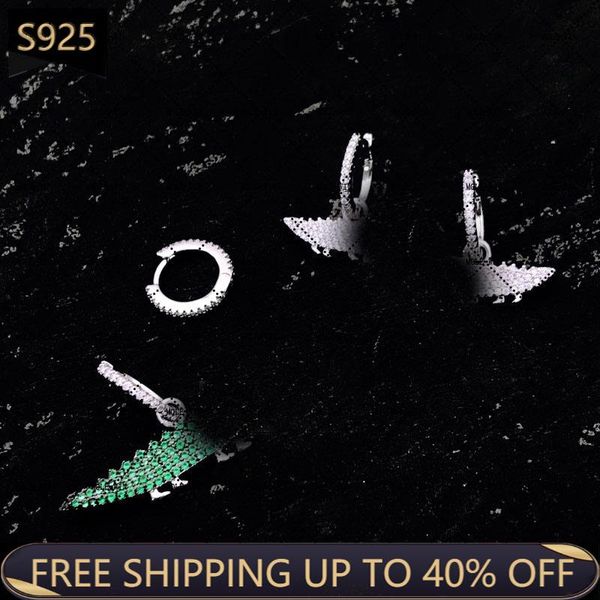 

stud 925 sterling silver crocodile pendant earrings fashion elegant gifts for women 3a zircon monaco jewelry two colors, Golden;silver