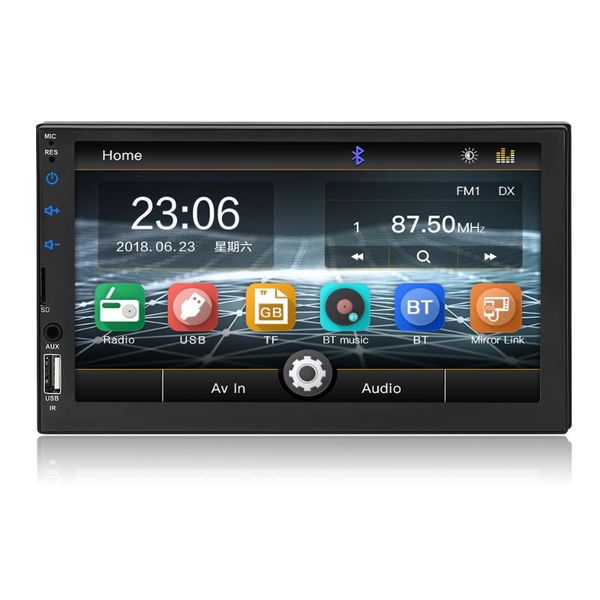 

car video universal 2 din 7 inch touch screen stereo auto radio multimedia player,2din rearview mirror link/fm/tf/bluetooth/mp5 audio