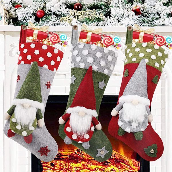 

3d gnomes santa stocking fireplace hanging stockings for family christmas decoration xmas character holiday season