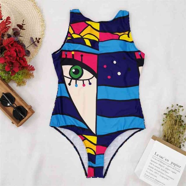 

factoryqn3w new one piece bikini personalized abstract printed 2021 swimsuit for women, White;black