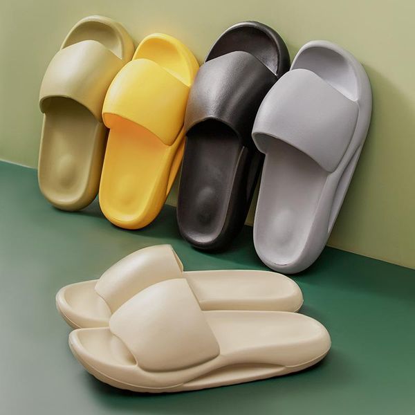 

indoor comfortable soft slippers men women non-slip bathroom house slipper flat eva thick sole womens sandal, Black