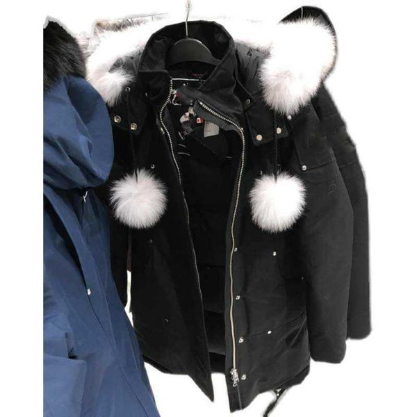 

2021 long women winter down jacket down coats fur hood outdoor warm winter coat outwear jackets parkas knuckles doudoune, Black
