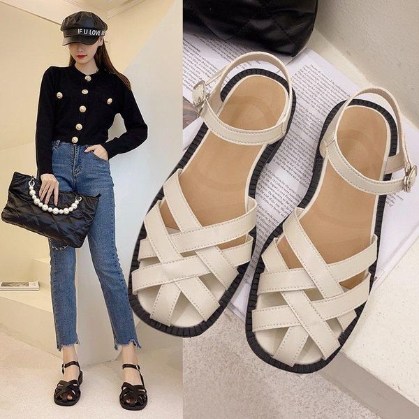 

beige heeled sandals 2021 women's all-match female shoe black flat comfort girls summer clear fashion gladiator block low bu