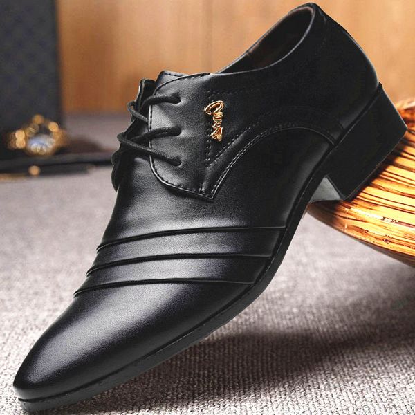 

men's busins drs shoes black pointed korean british men's casual leather